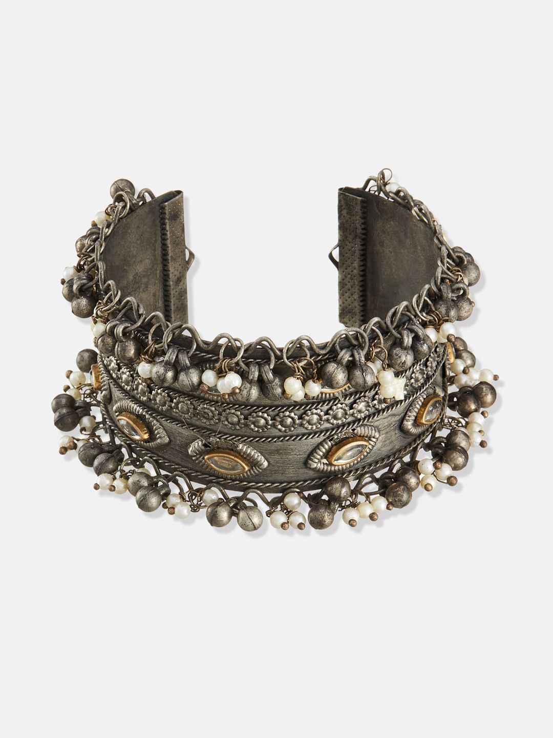 ATIBELLE Silver-Plated Kundan-Studded Ghungroo Jewellery Set