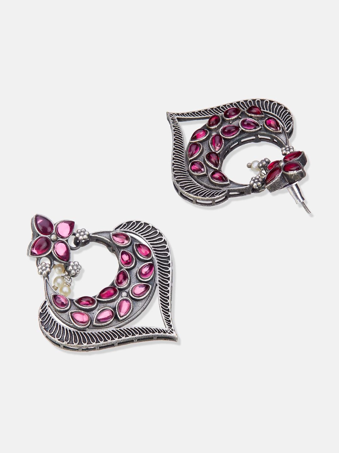 ATIBELLE German Silver Silver-Plated Stone-Studded Jewellery Set