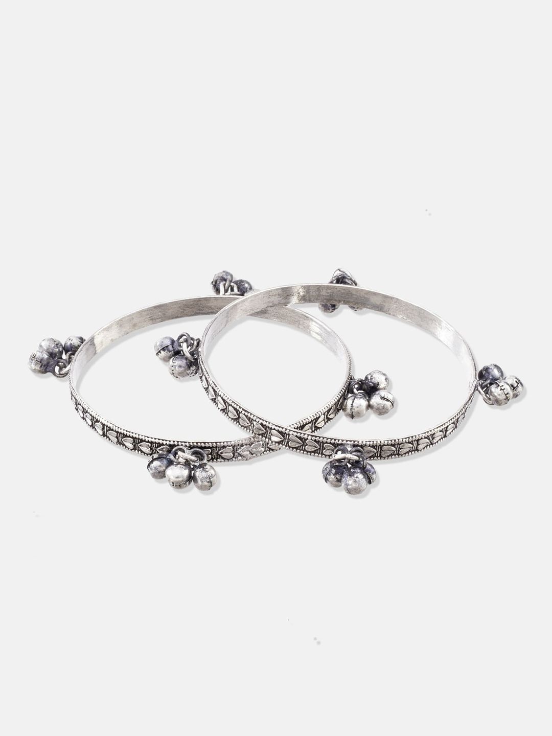 ATIBELLE German Silver Silver-Plated Ghungroo Detail Jewellery Set