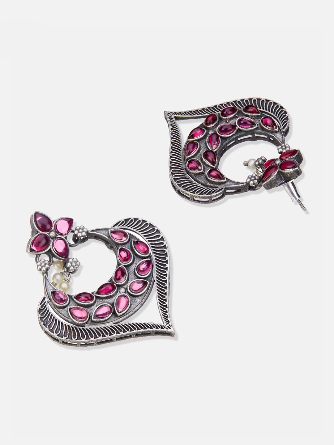 ATIBELLE German Silver Silver-Plated Stone-Studded Jewellery Set