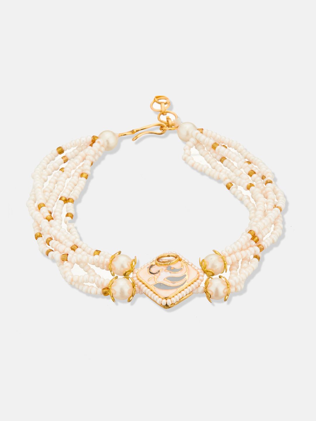 ATIBELLE Set of 3 Gold-Plated Stone Studded Bracelet & Ring Jewellery Set