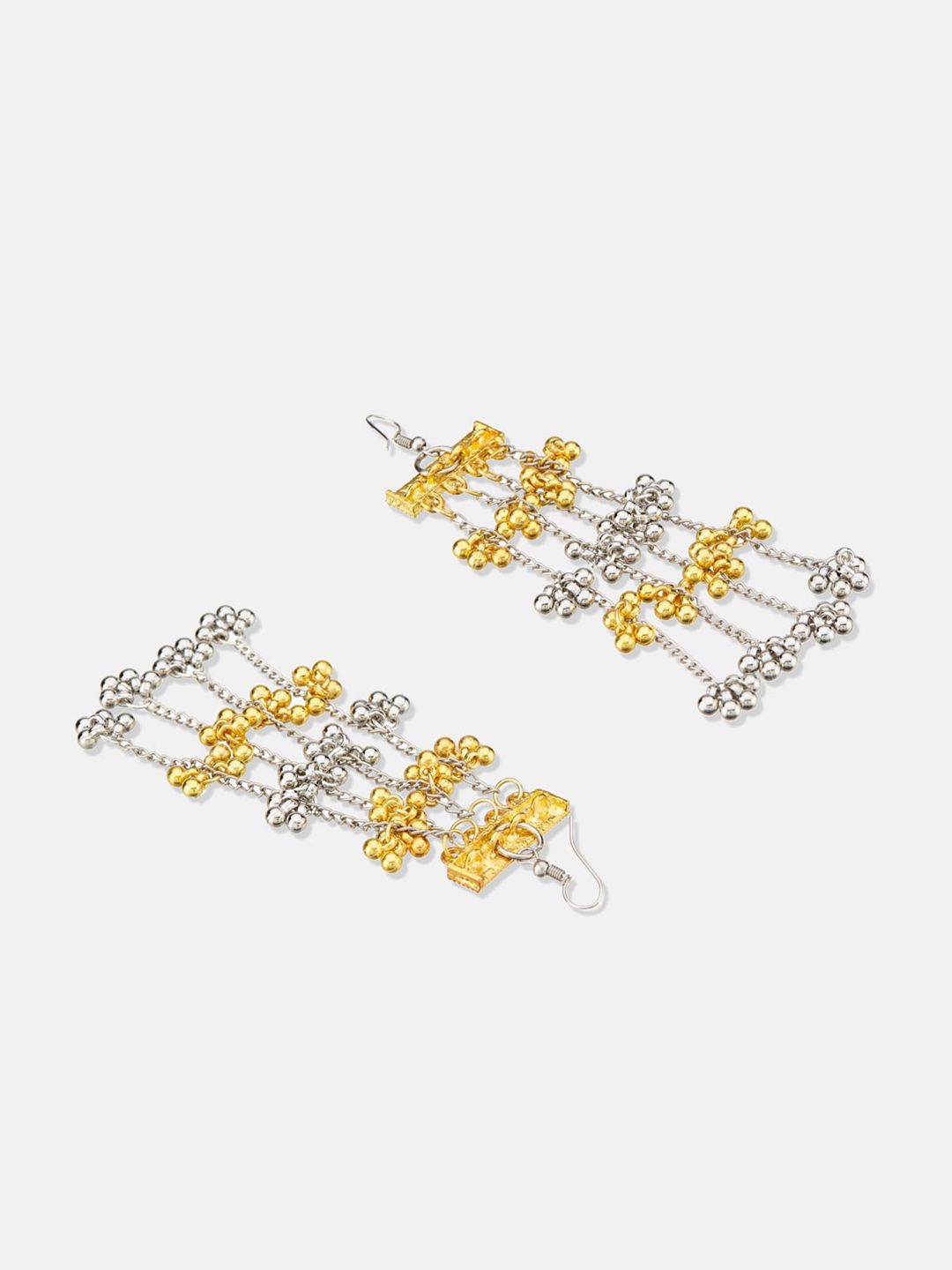 ATIBELLE Gold & Silver Plated & Ghunghroo Studded & Layered Drop Earrings