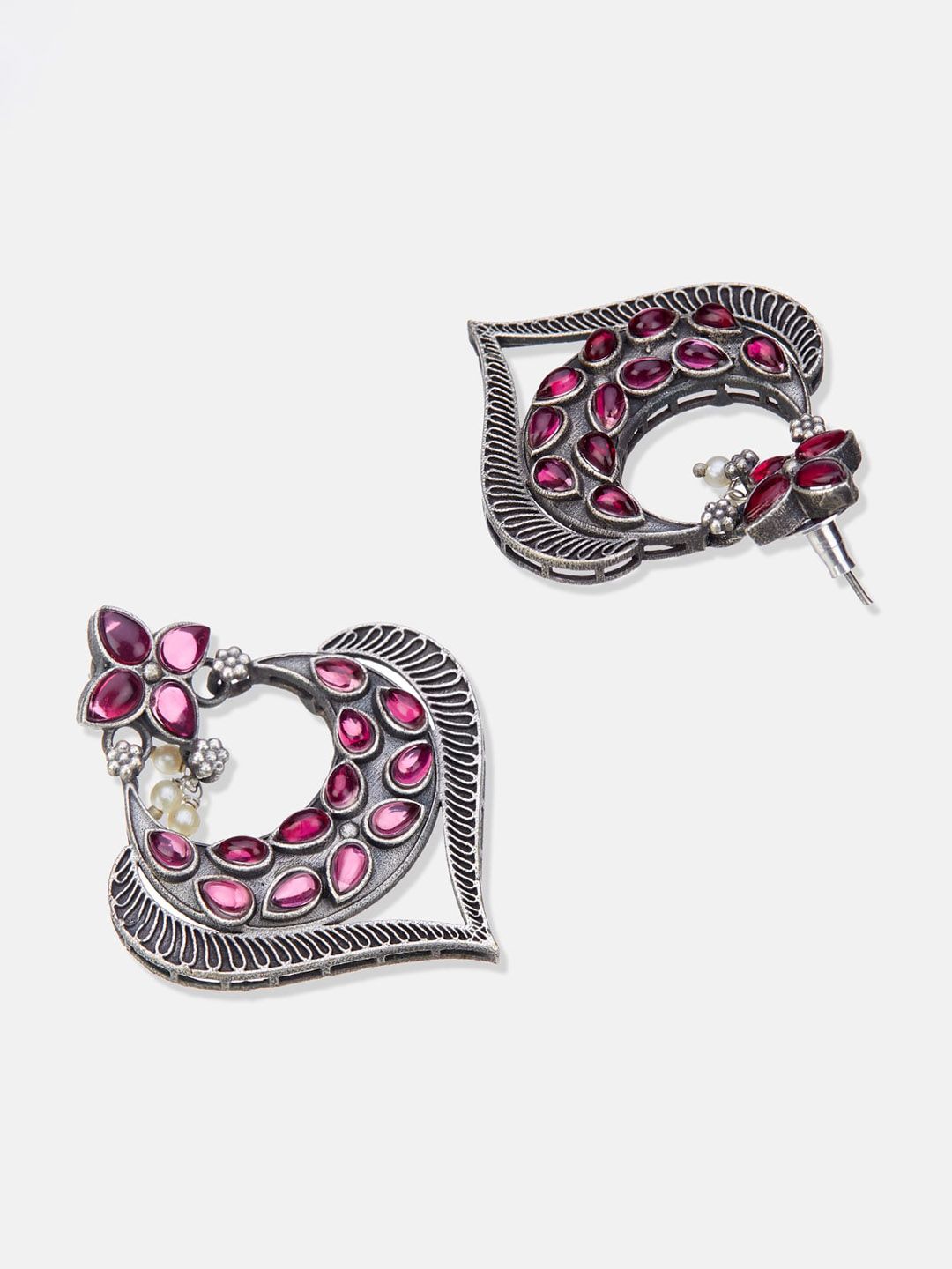 ATIBELLE German Silver Silver-Plated Ghungroo Detail Stone-Studded Jewellery Set