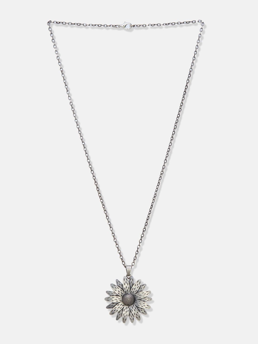 ATIBELLE German Silver Silver-Plated Ghungroo Detail Floral Jewellery Set