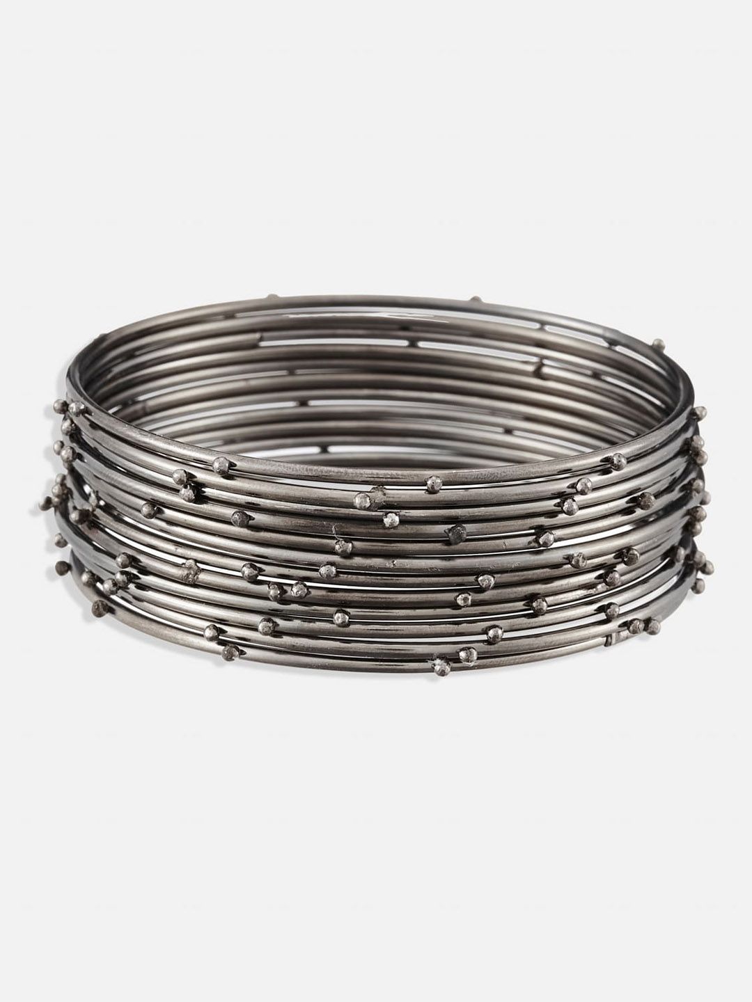 ATIBELLE German Silver Silver-Plated Stone-Studded Jewellery Set