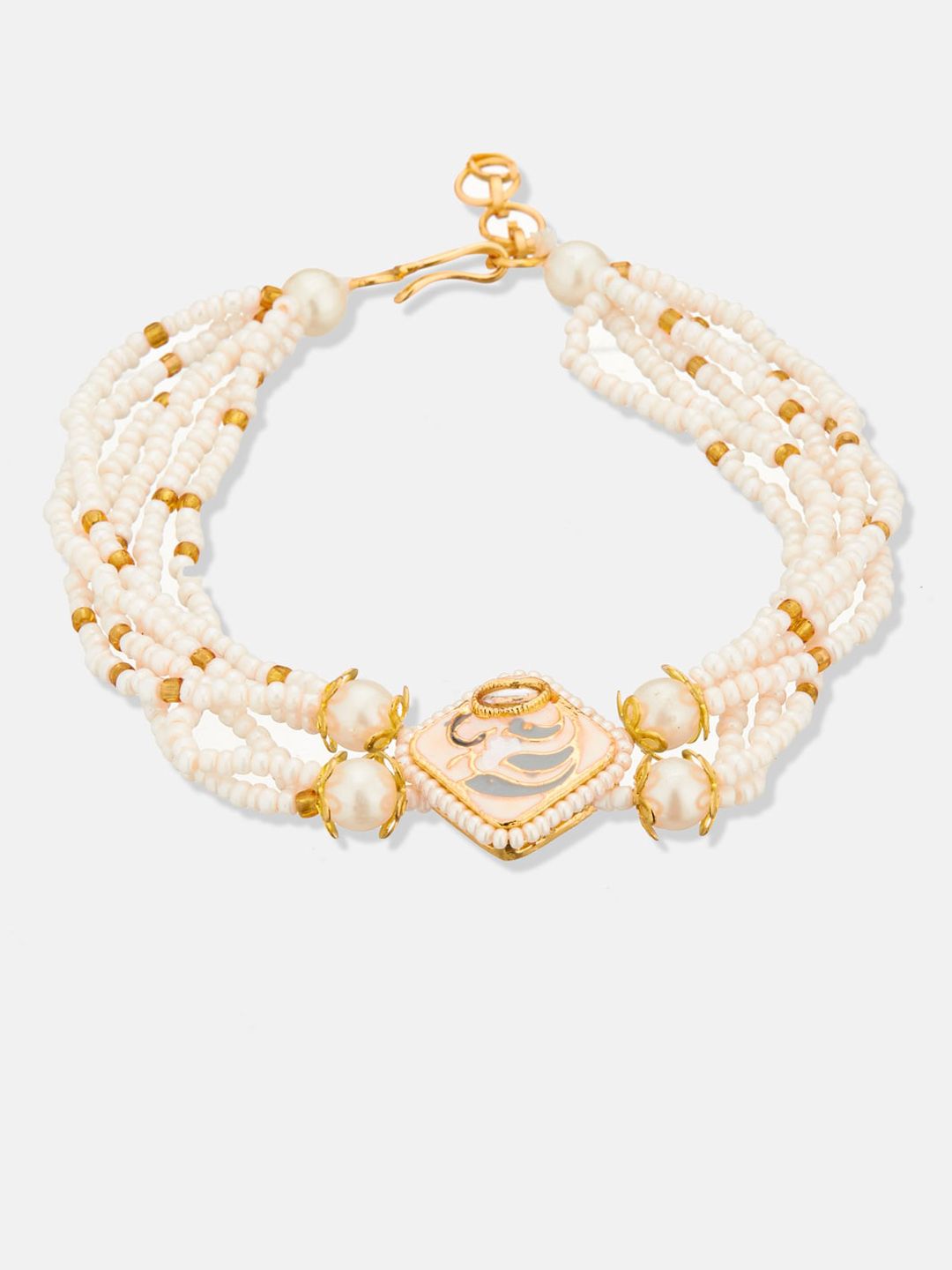 ATIBELLE Gold-Plated Stone-Studded & Beaded Jewellery Set