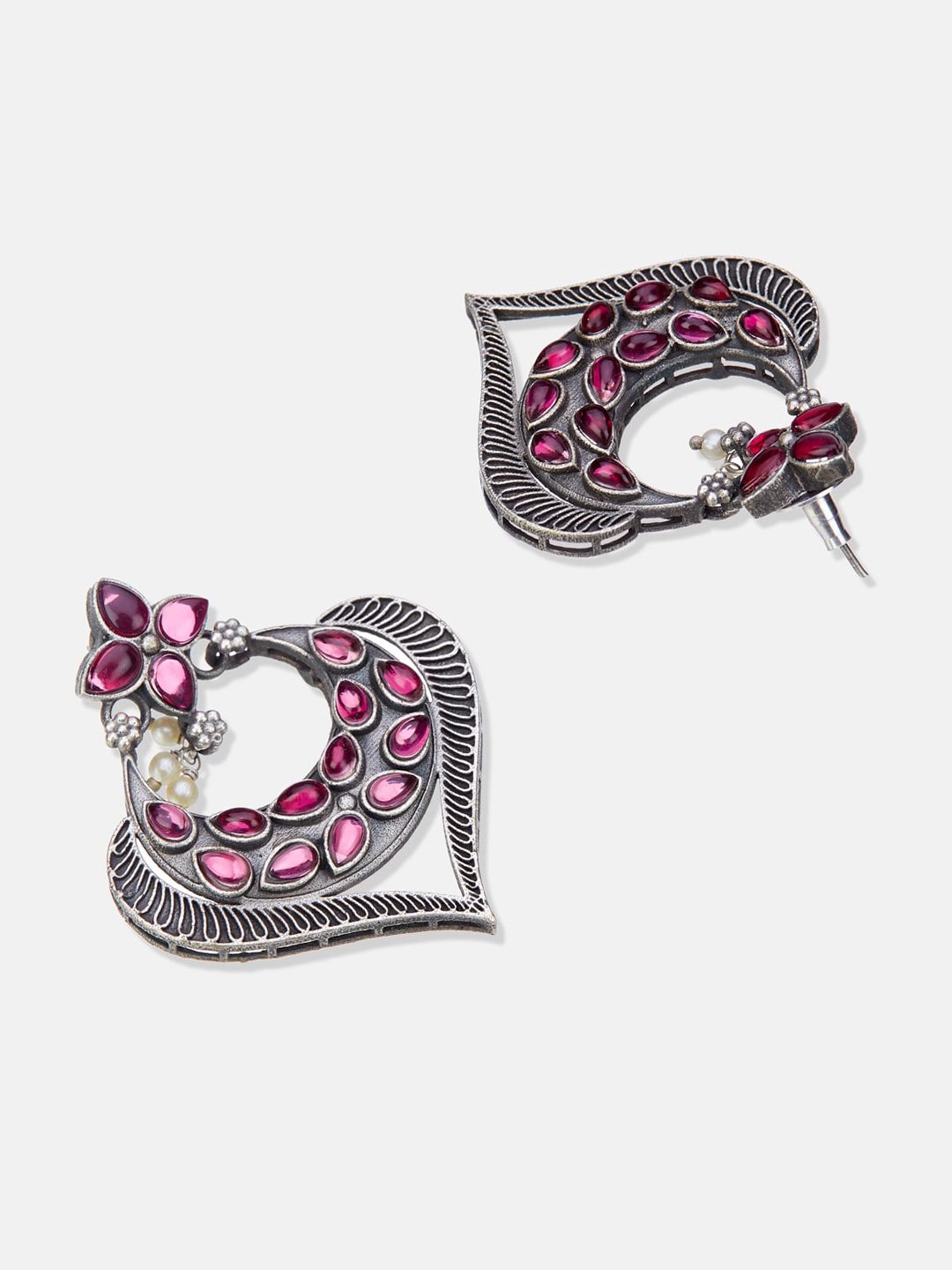 ATIBELLE German Silver Silver-Plated Stone-Studded Jewellery Set