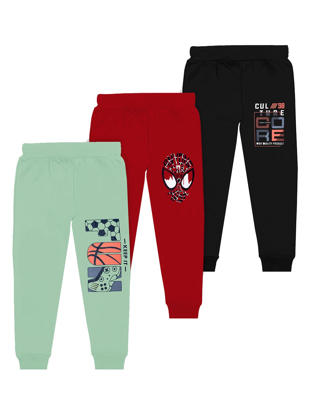 BAESD Boys Pack Of 3 Graphic Printed Cotton Joggers-picture-11