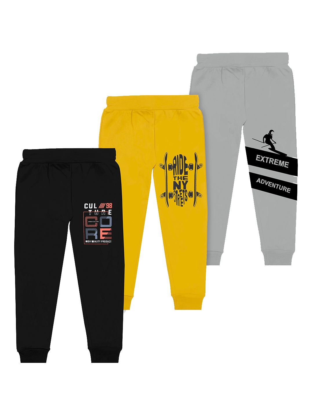 BAESD Boys Pack Of 3 Printed Cotton Mid Rise Joggers-picture-10