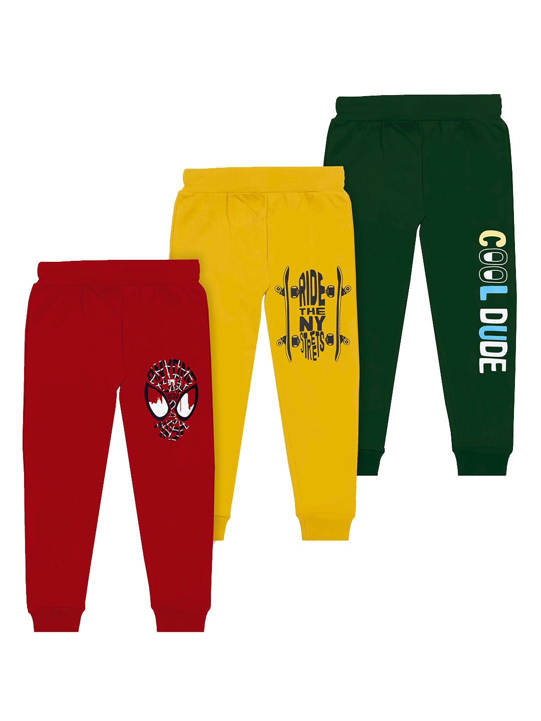 BAESD Boys Pack Of 3 Printed Cotton Mid Rise Joggers-picture-15