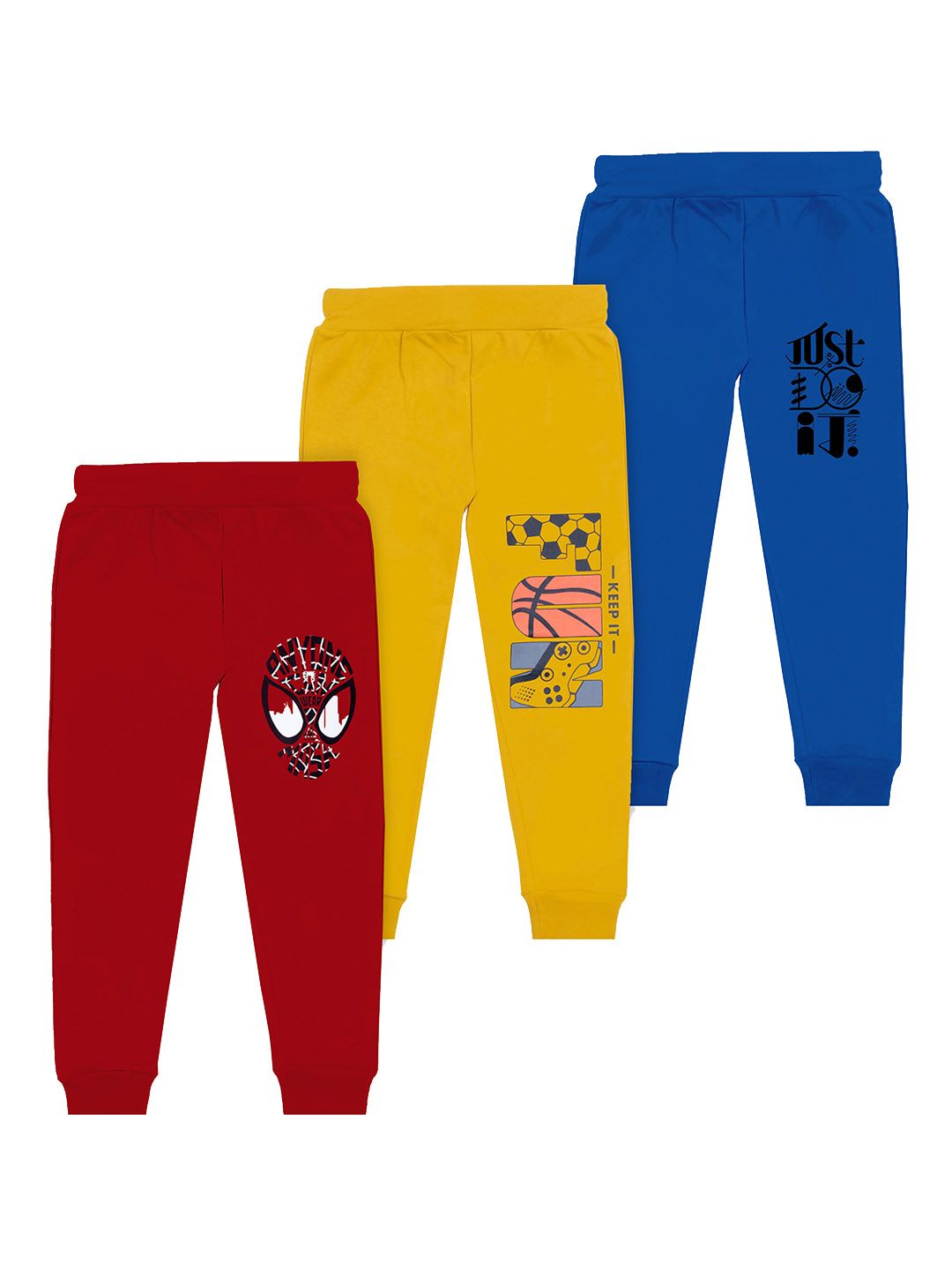 BAESD Pack Of 3 Boys Cotton Typography Mid-Rise Track Pants-picture-49