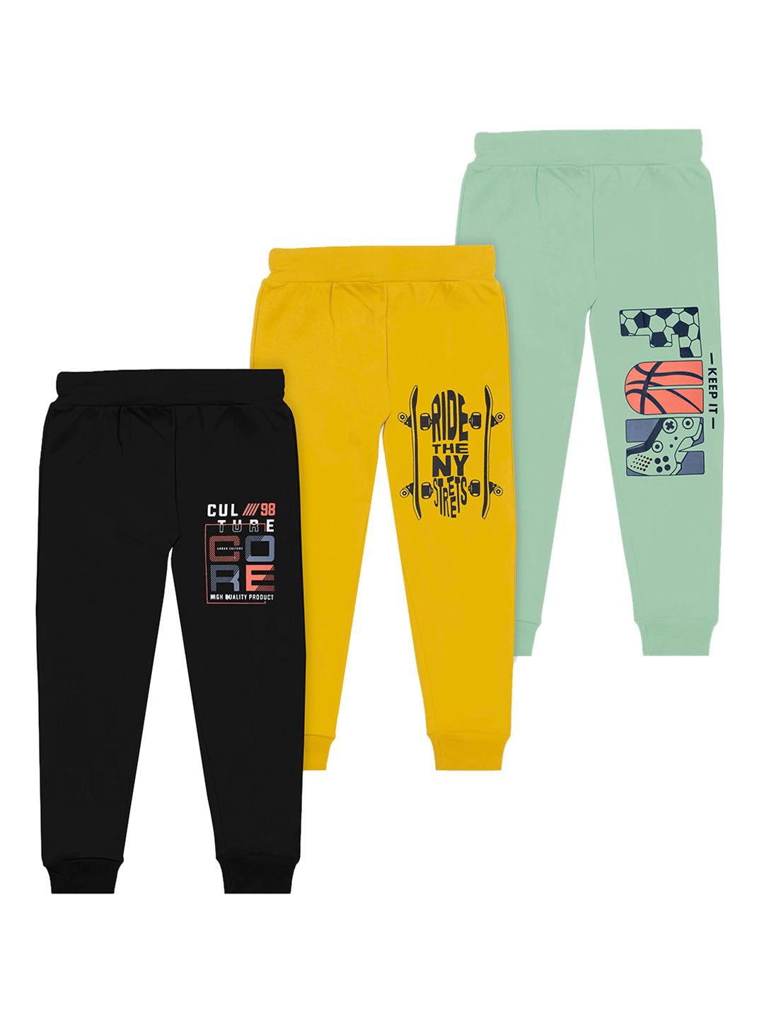 BAESD Boys Pack of 3 Typography Printed Cotton Joggers-picture-22