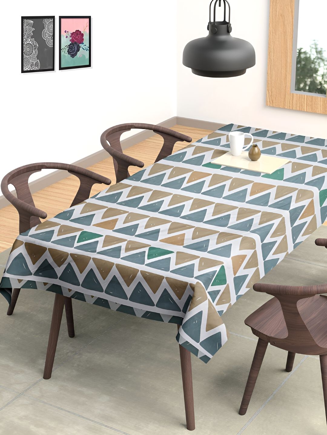 Arrabi Blue Geometric Printed Rectangle 6-Seater Table Cover-picture-10