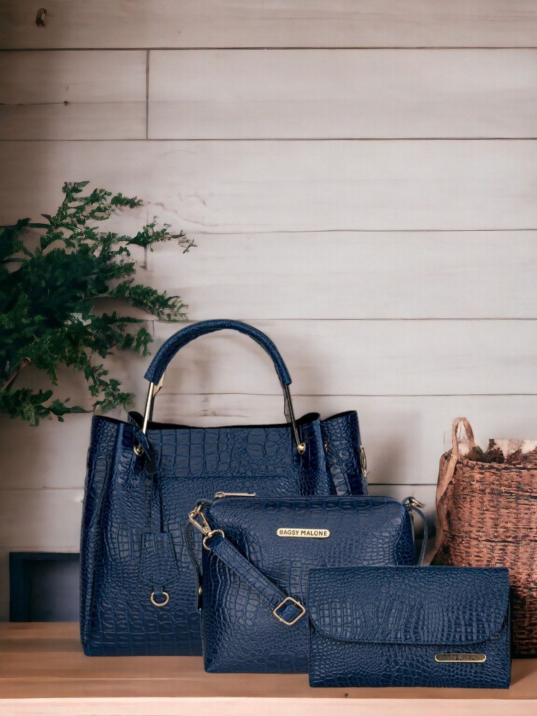 Bagsy Malone Set Of 3 Animal Textured Structured Handheld Bags-picture-10