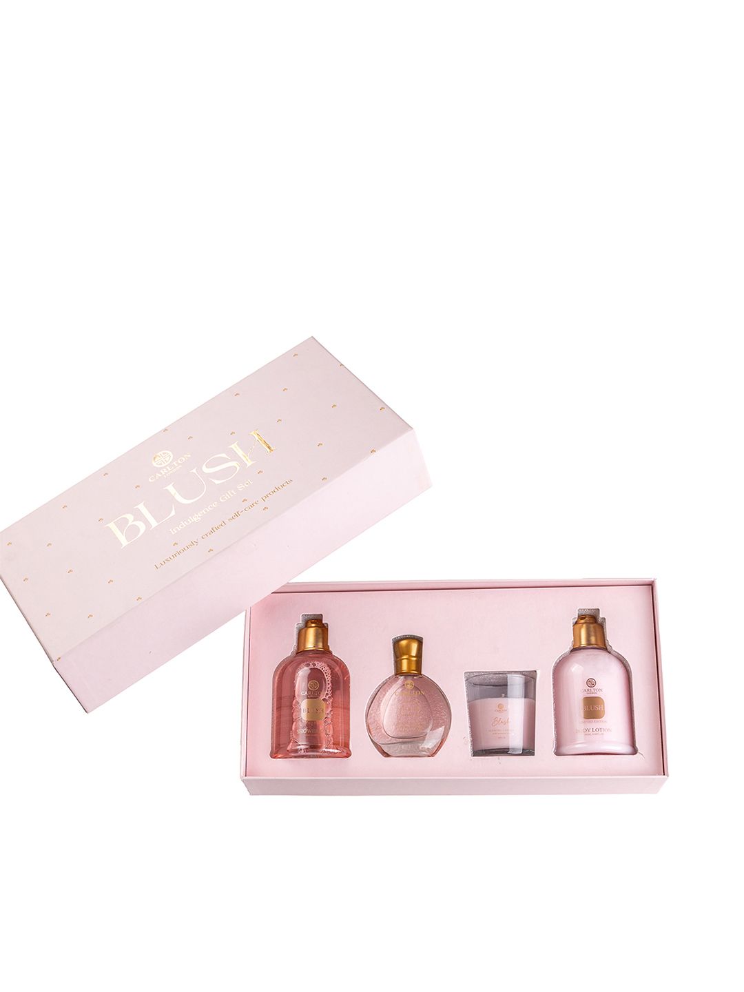 Carlton London Set Of 4 Blush Body Lotion & Gel EDP & Candle Gift Set-430ml-image-3