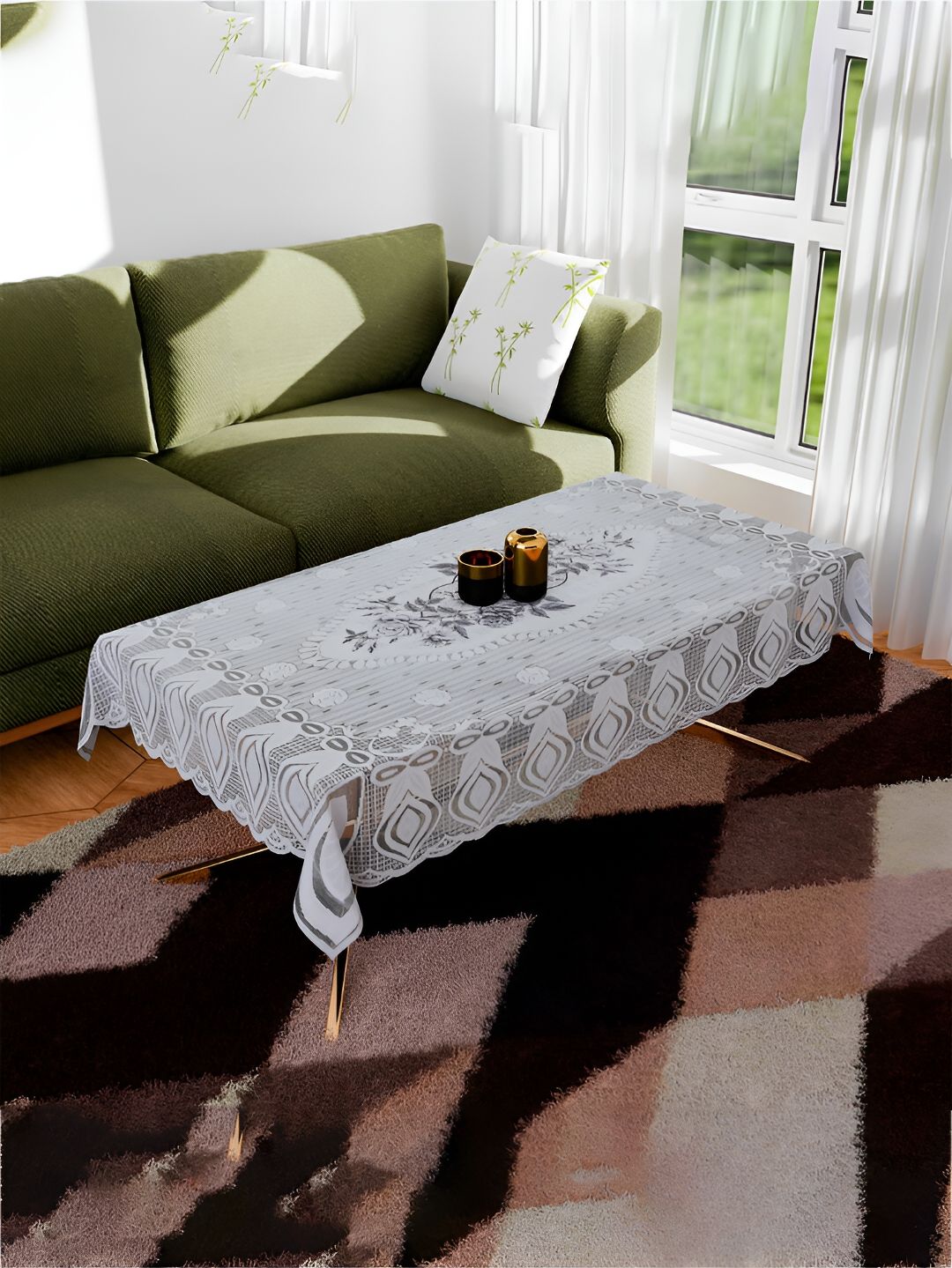 Kuber Industries White Floral Cotton 4 Seater Table Cover-picture-20