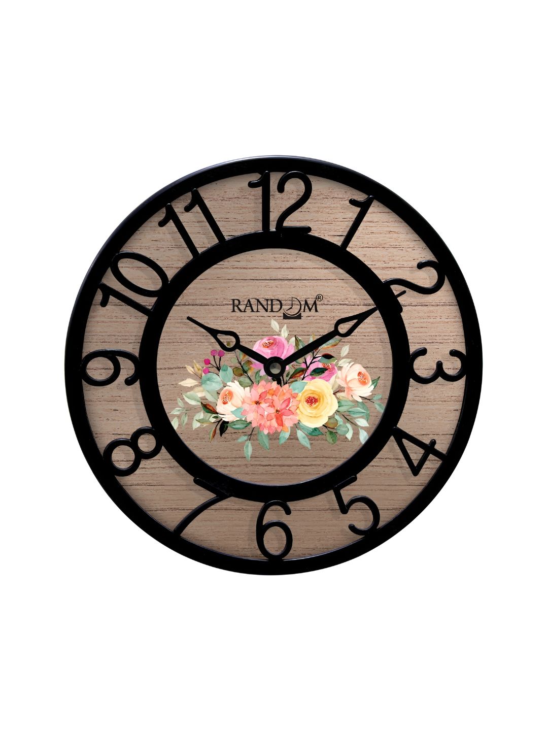 RANDOM Beige & Black Printed Analogue Contemporary Wall Clock-picture-33