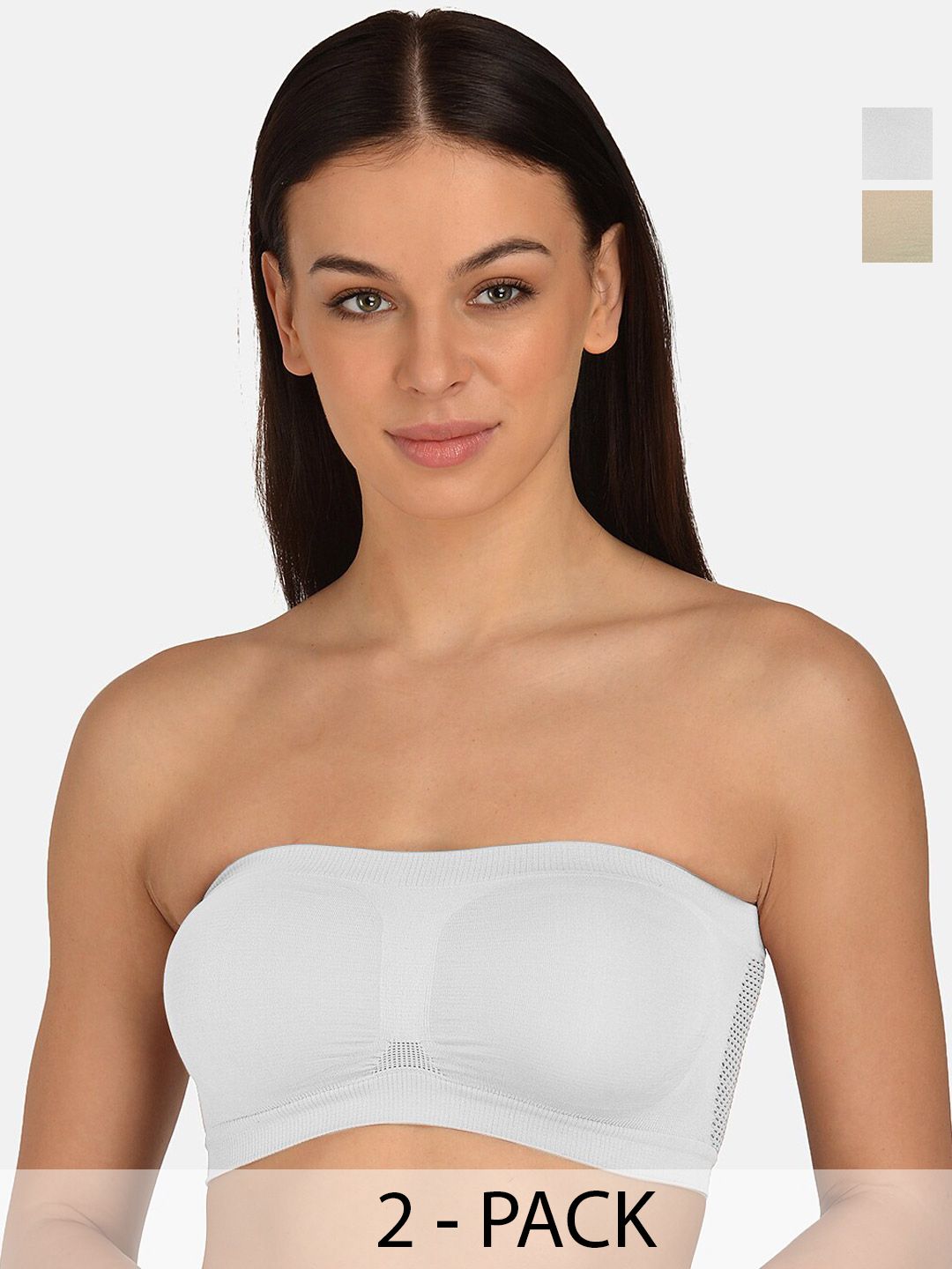 mod & shy Pack Of 2 Assorted Full Coverage Non Padded Bandeau Bras With All Day Comfort