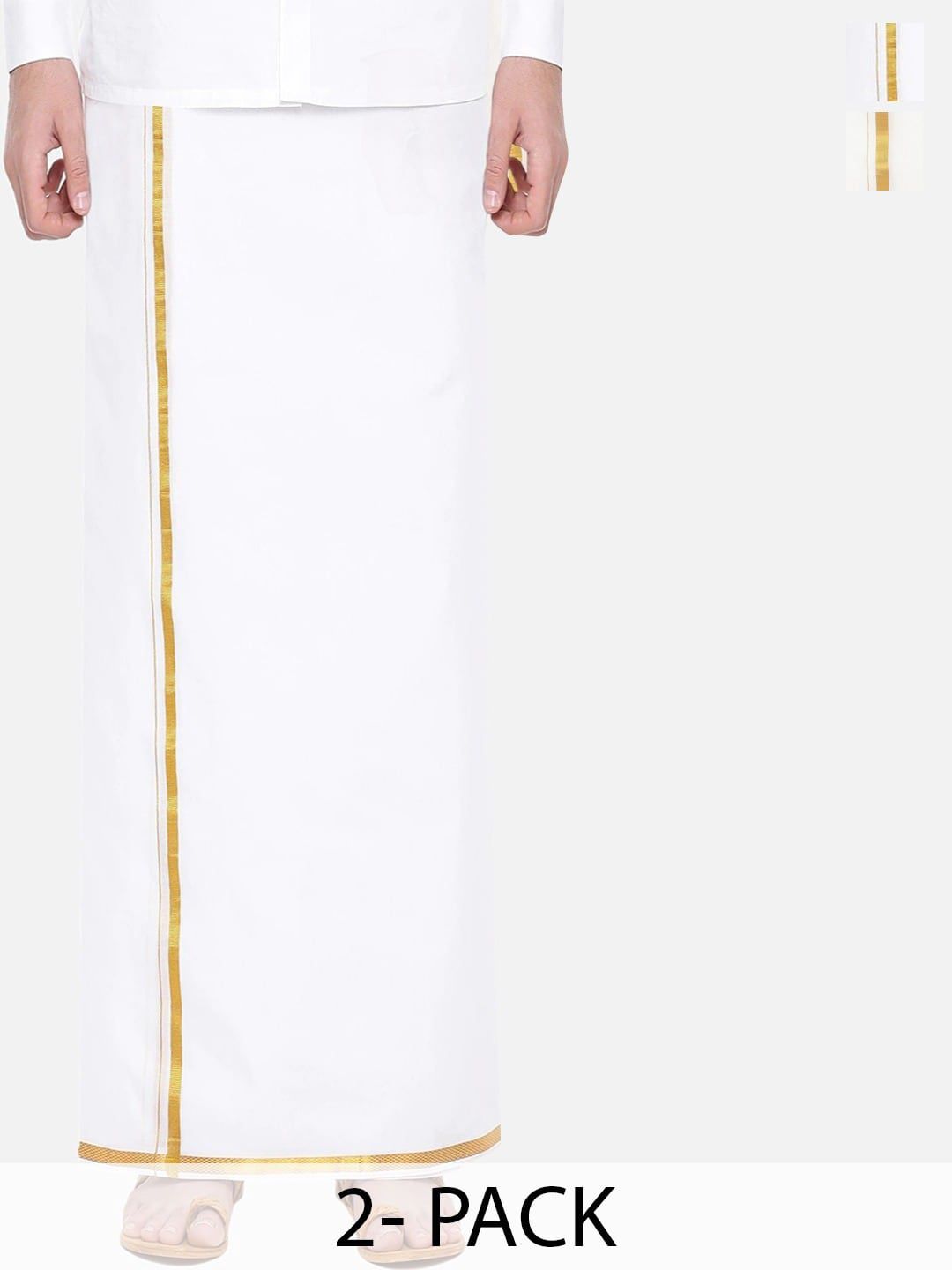 Ramraj Men Pack Of 2 Pure Cotton Dhotis With Zari Border-picture-32