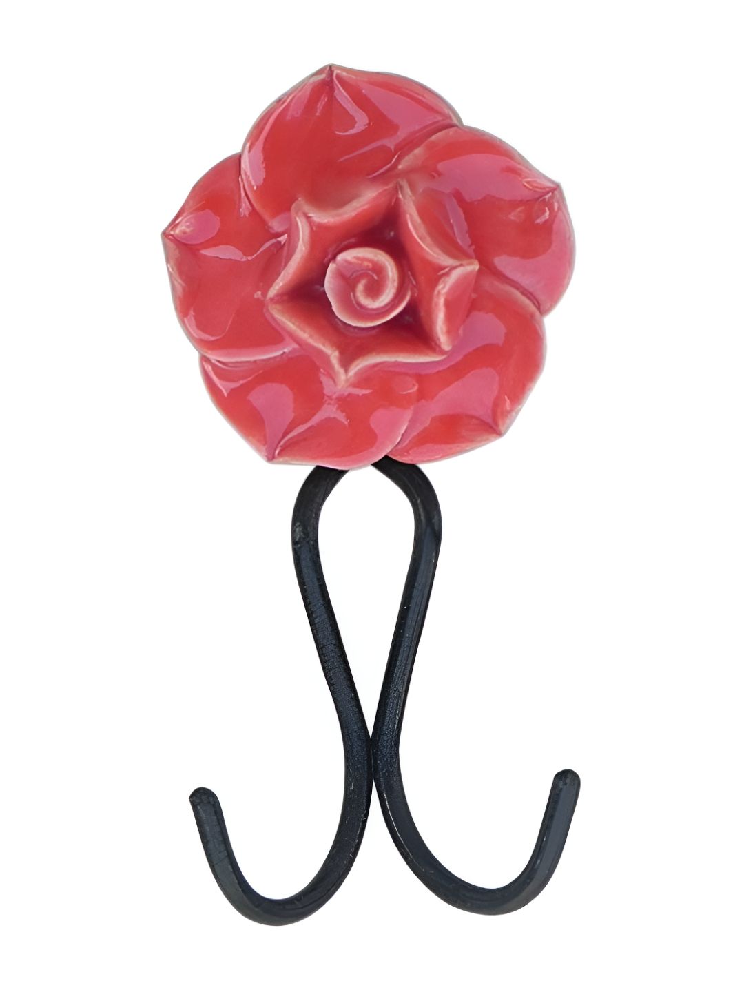 Indianshelf Red & Black Rose Ceramic Wall Hooks Key Holder-image-5
