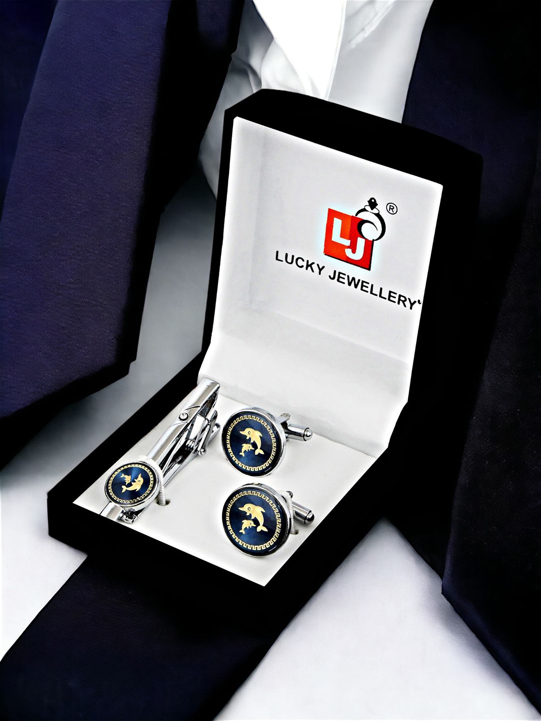 LUCKY JEWELLERY Geometric Silver-Plated Cufflink-picture-32