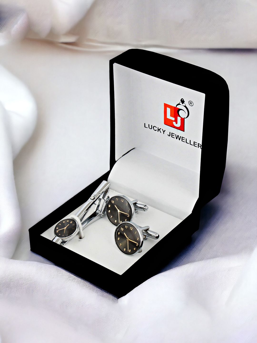 LUCKY JEWELLERY Geometric Silver-Plated Cufflink-picture-31