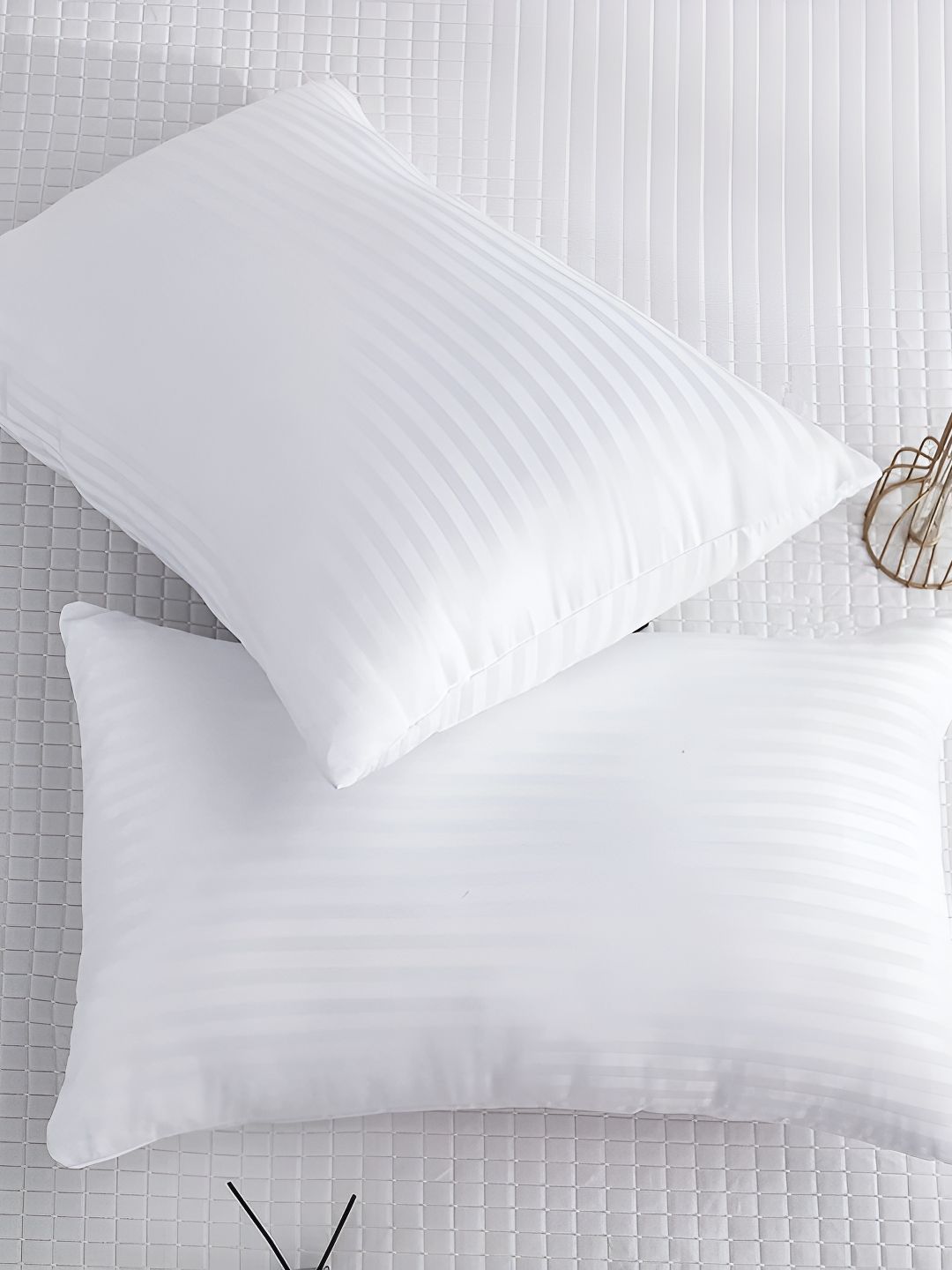 UrbanArts White 3 Pieces Fibre Filled Polycotton Breathable Sleep Pillows-image-7