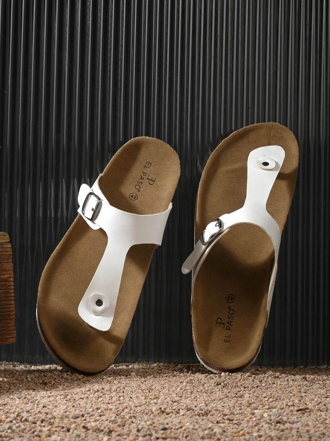 El Paso Men Buckle Detailed Leather Slip-On Flip Flops-picture-35