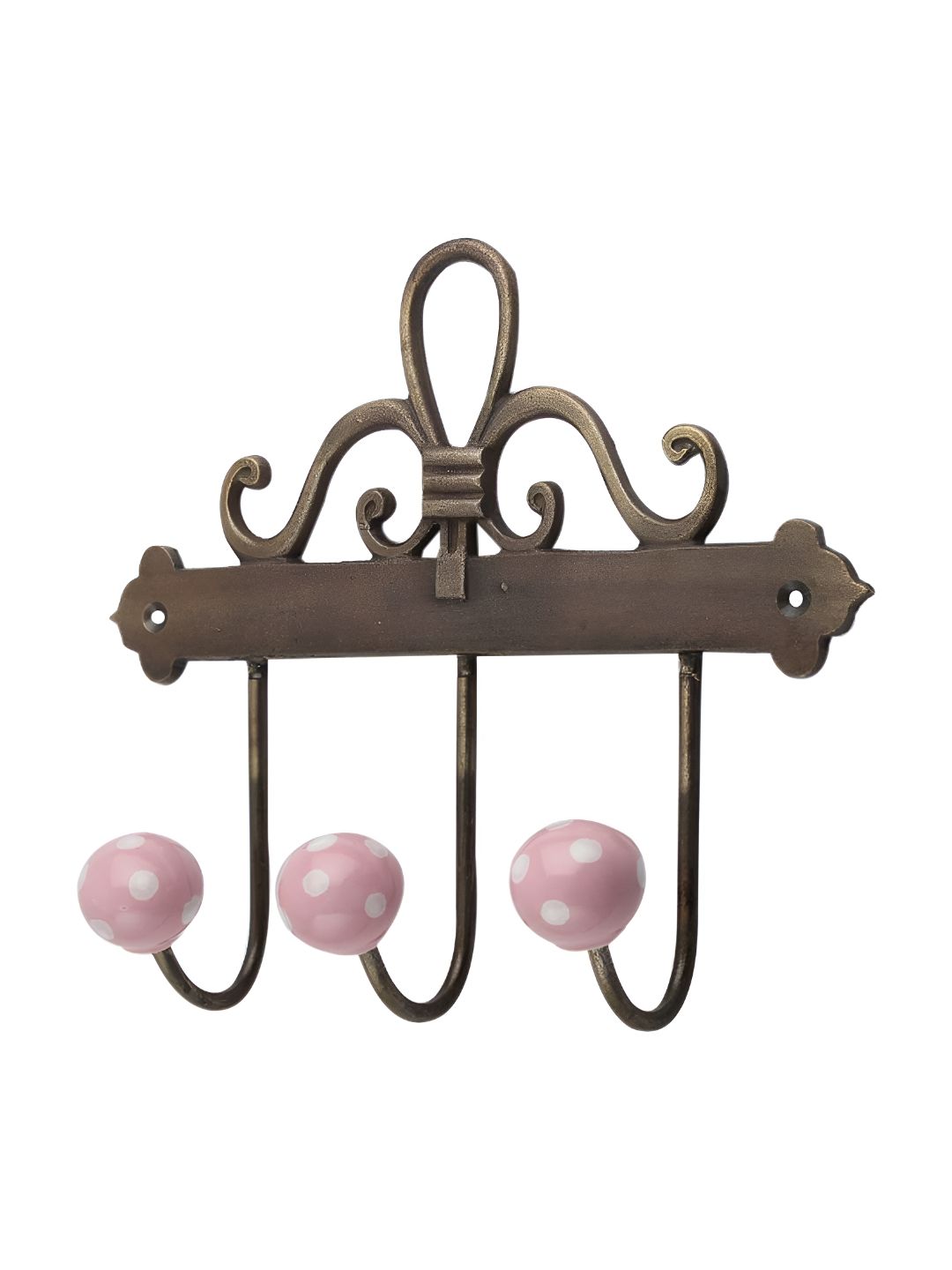 Indianshelf Pink & White Dotted Ceramic Wall Hooks-picture-32