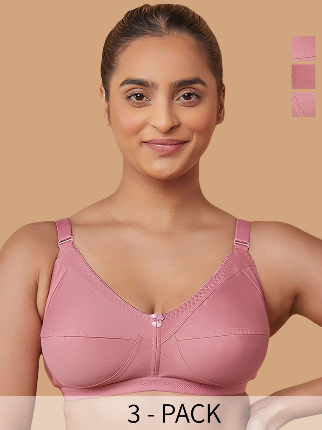 MAASHIE Pack of 3 Non Padded Everyday Minimizer Bra ON-ON-ON