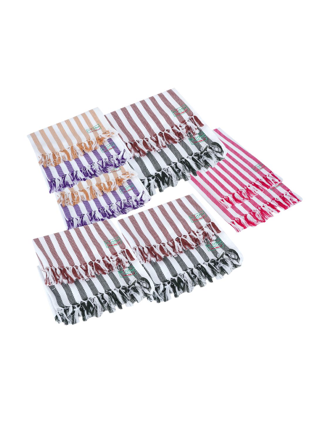 Ramraj White & Pink 12 Pieces Striped Cotton 110 GSM Towel Set-picture-13