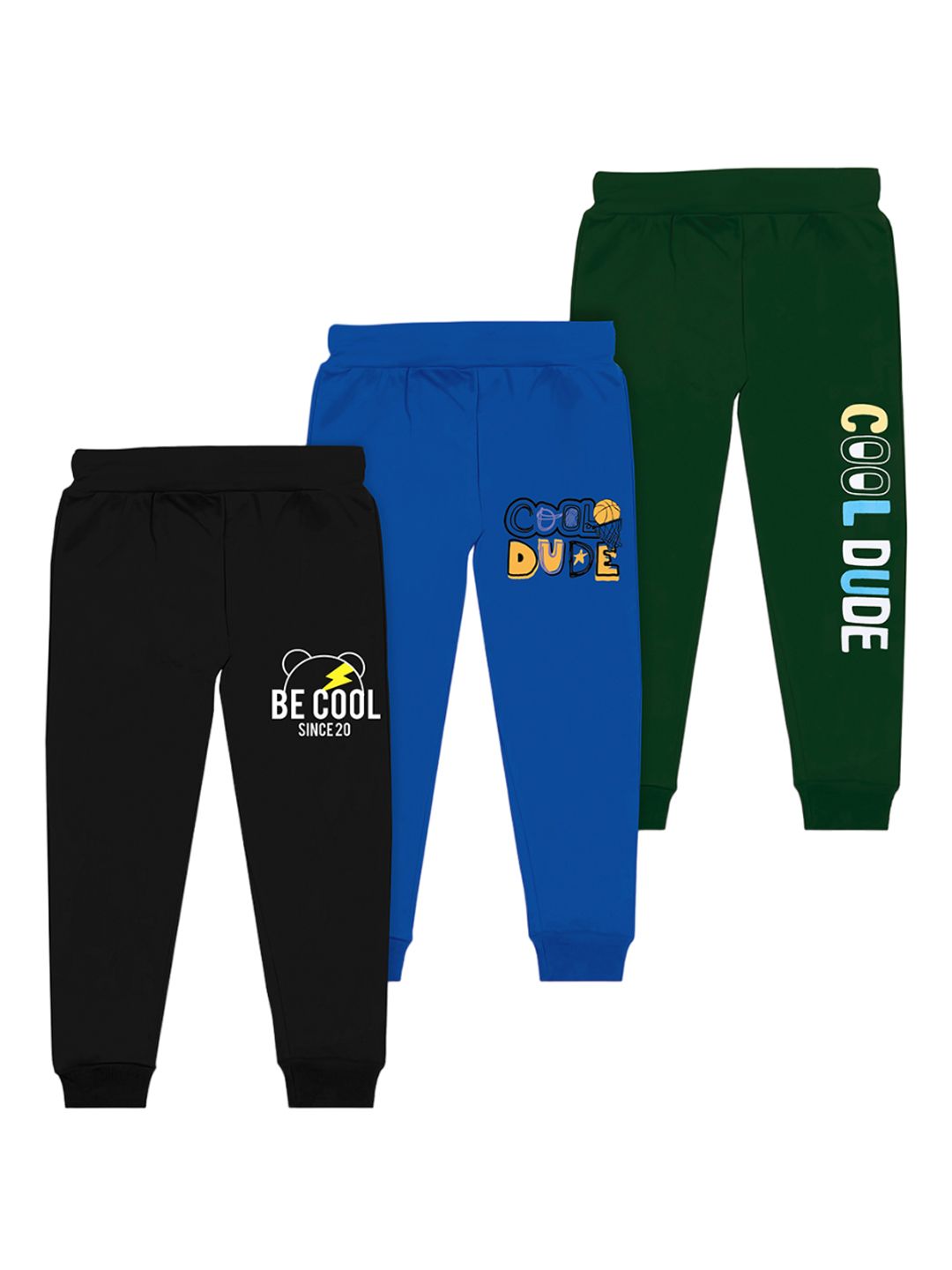 BAESD Boys Pack Of 3 Typography Printed Joggers-image-1