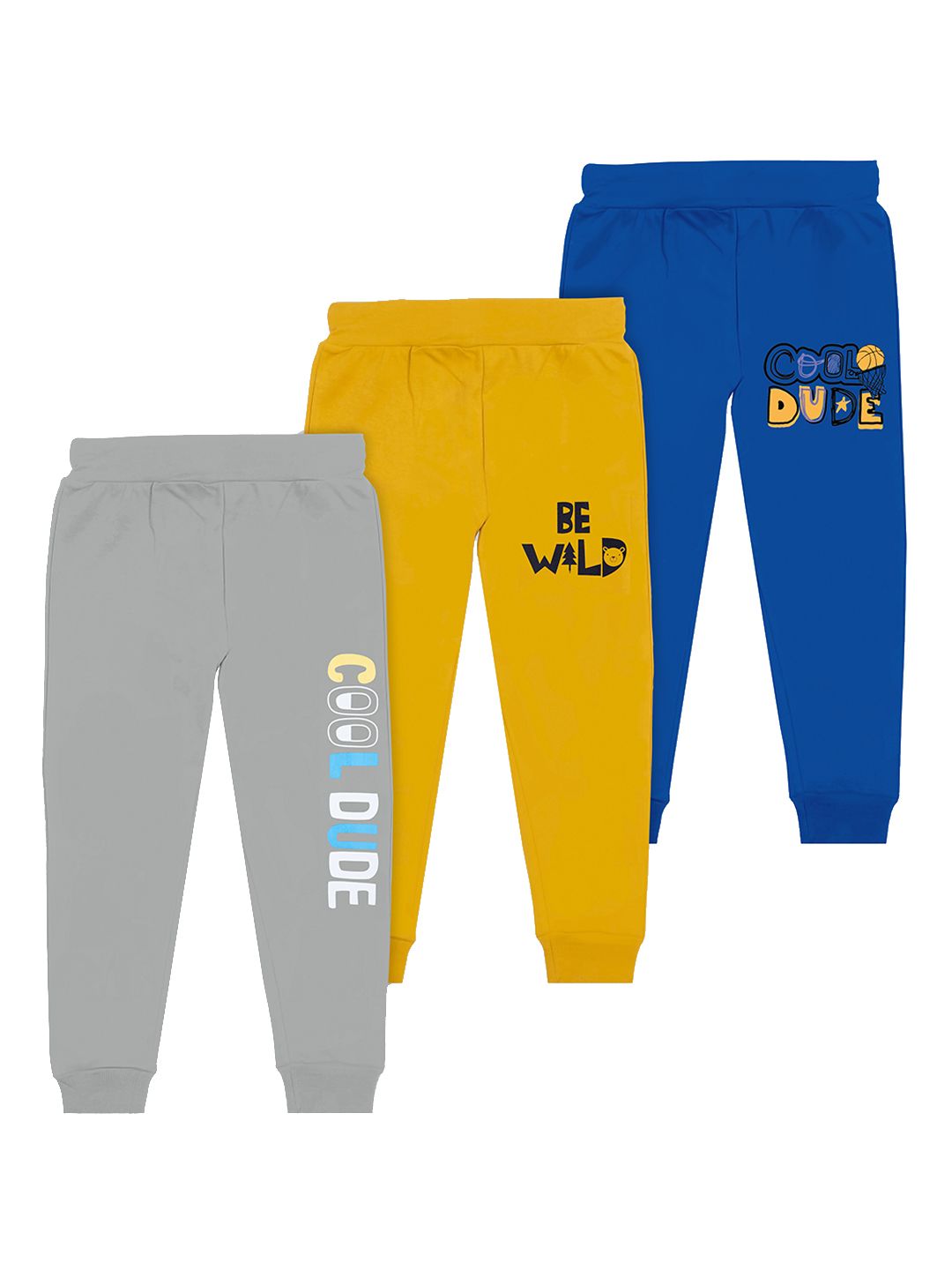 BAESD Boys Pack Of 3 Typography Printed Joggers-image-46