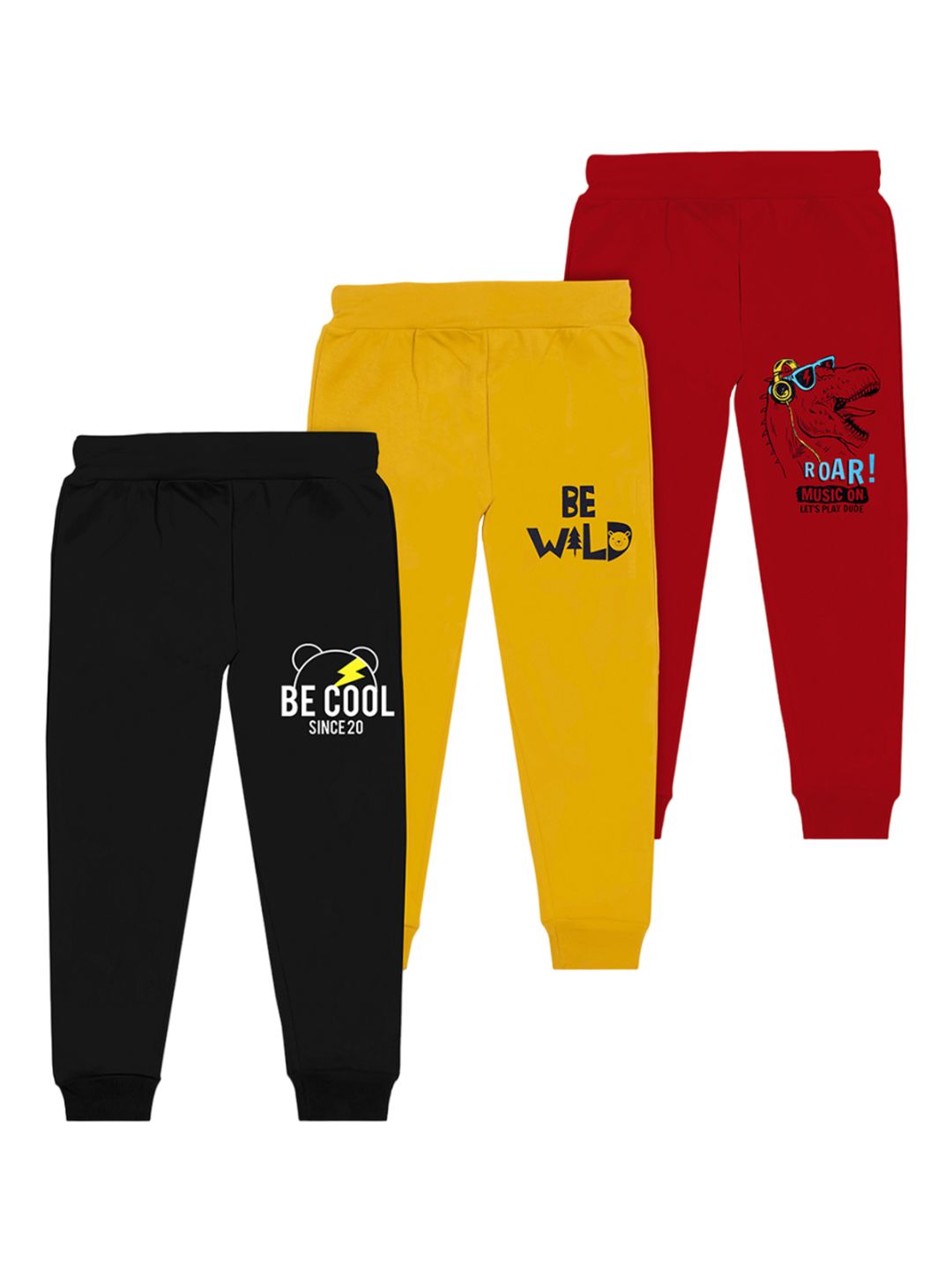 BAESD Boys Pack Of 3 Typography Printed Joggers-image-4