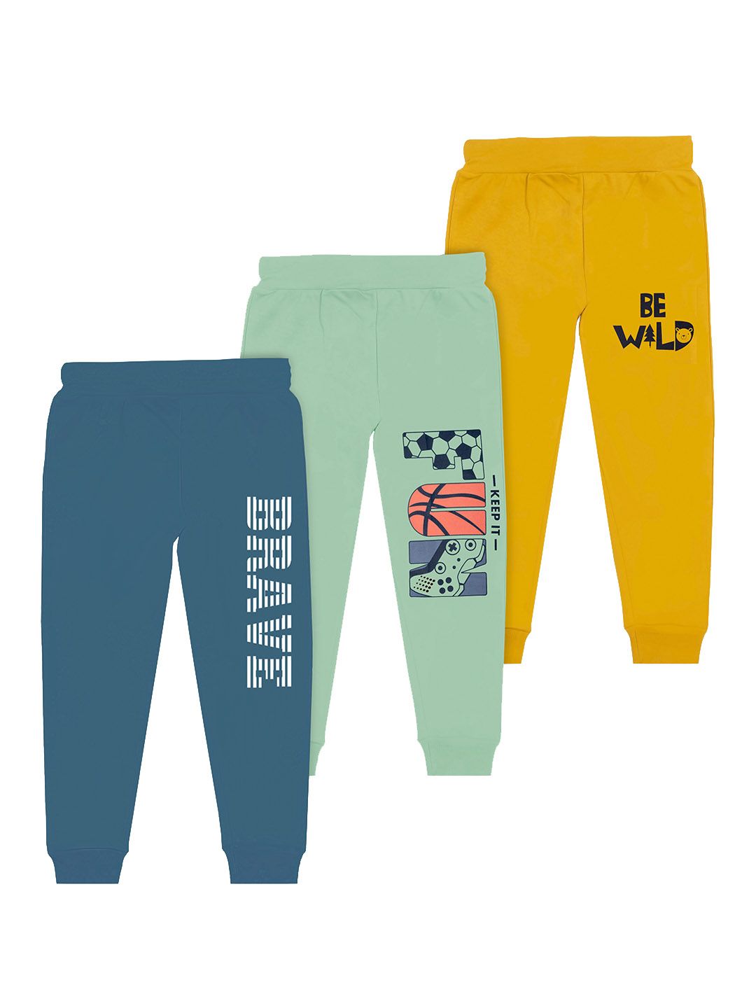 BAESD Boys Pack Of 3 Typography Printed Joggers-picture-32