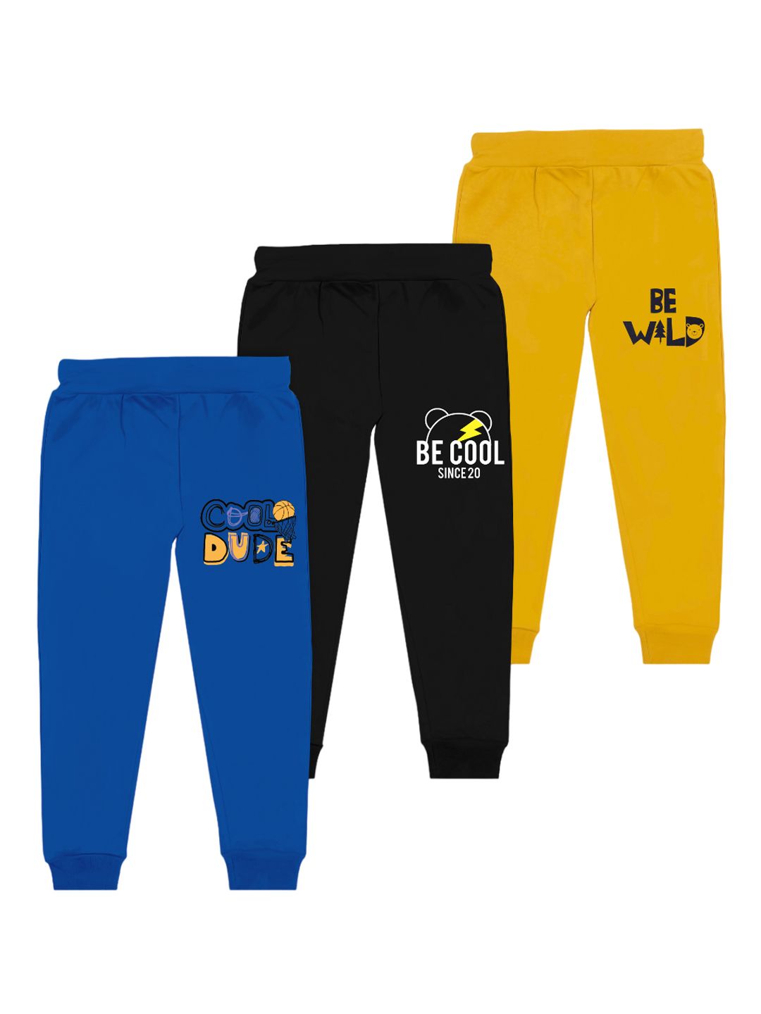 BAESD Boys Pack Of 3 Typography Printed Joggers-image-41