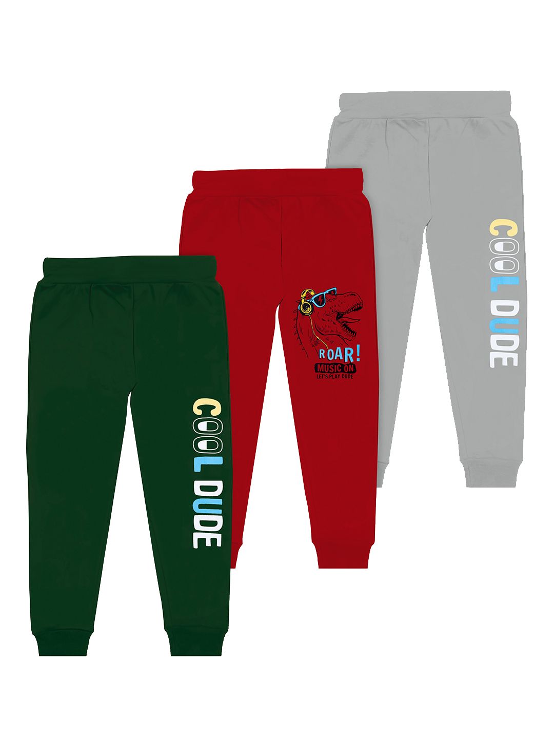 BAESD Boys Pack Of 3 Typography Printed Joggers-image-48