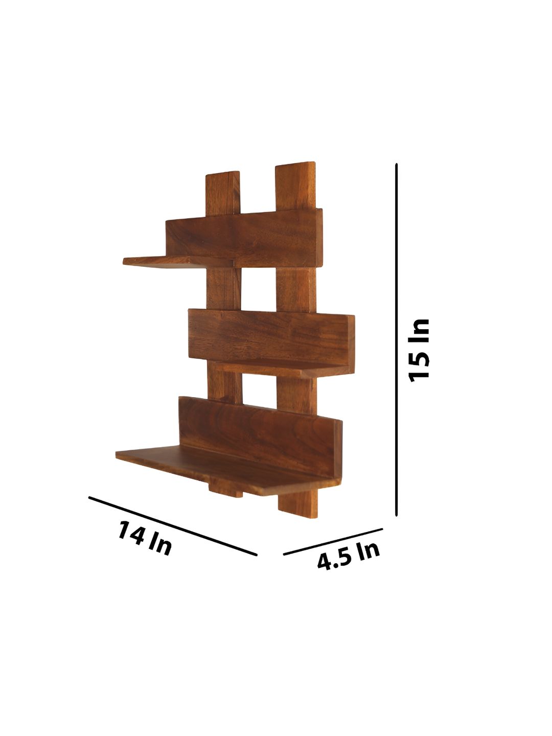 GLOBALLY INDIAN Brown Wooden Wall Shelf-image-17
