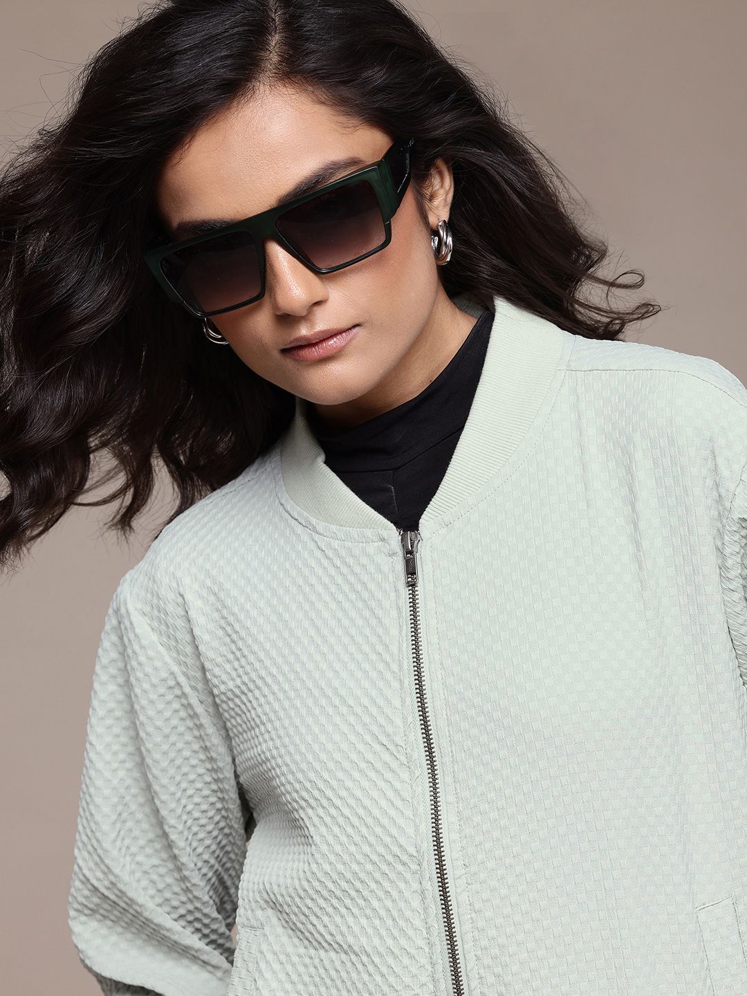 The Roadster Lifestyle Co. Women Seersucker Bomber Jacket