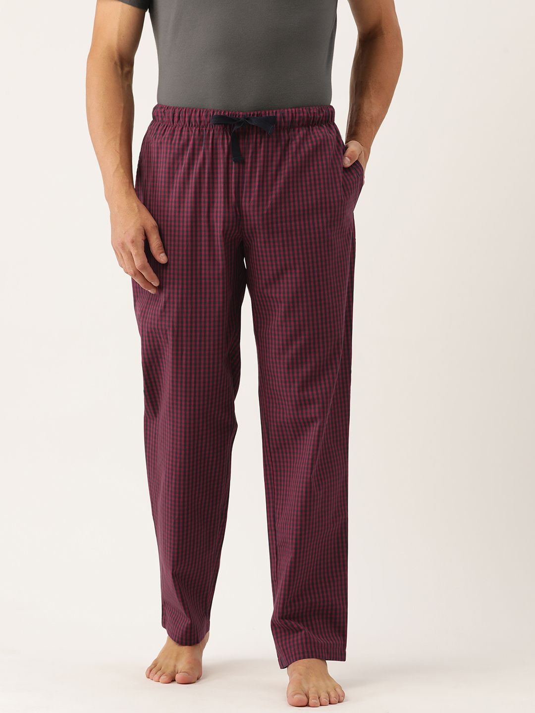 ETC Men Checked Mid-Rise Lounge Pants-picture-27