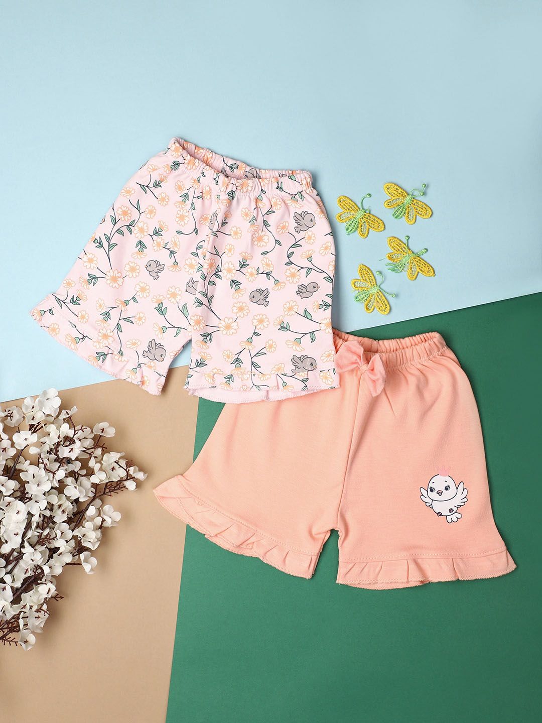 V-Mart Kids Pack Of 2 Floral Printed Cotton Shorts-picture-32