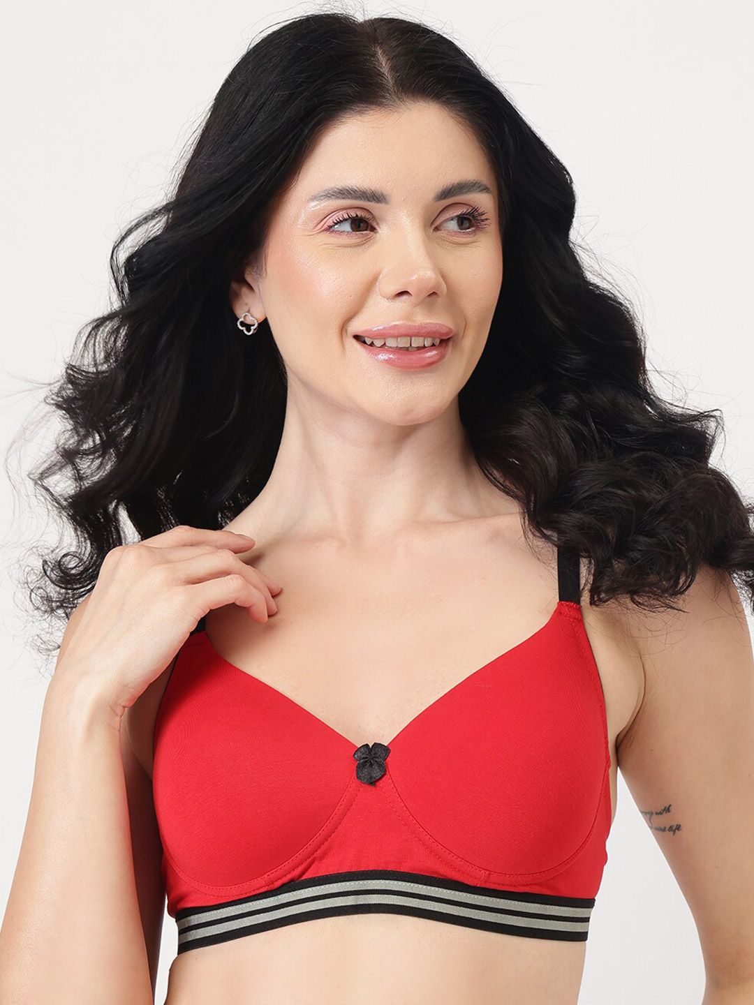 DressBerry Red Full Coverage Non Padded Non Wired Everyday Bra All Day Comfort