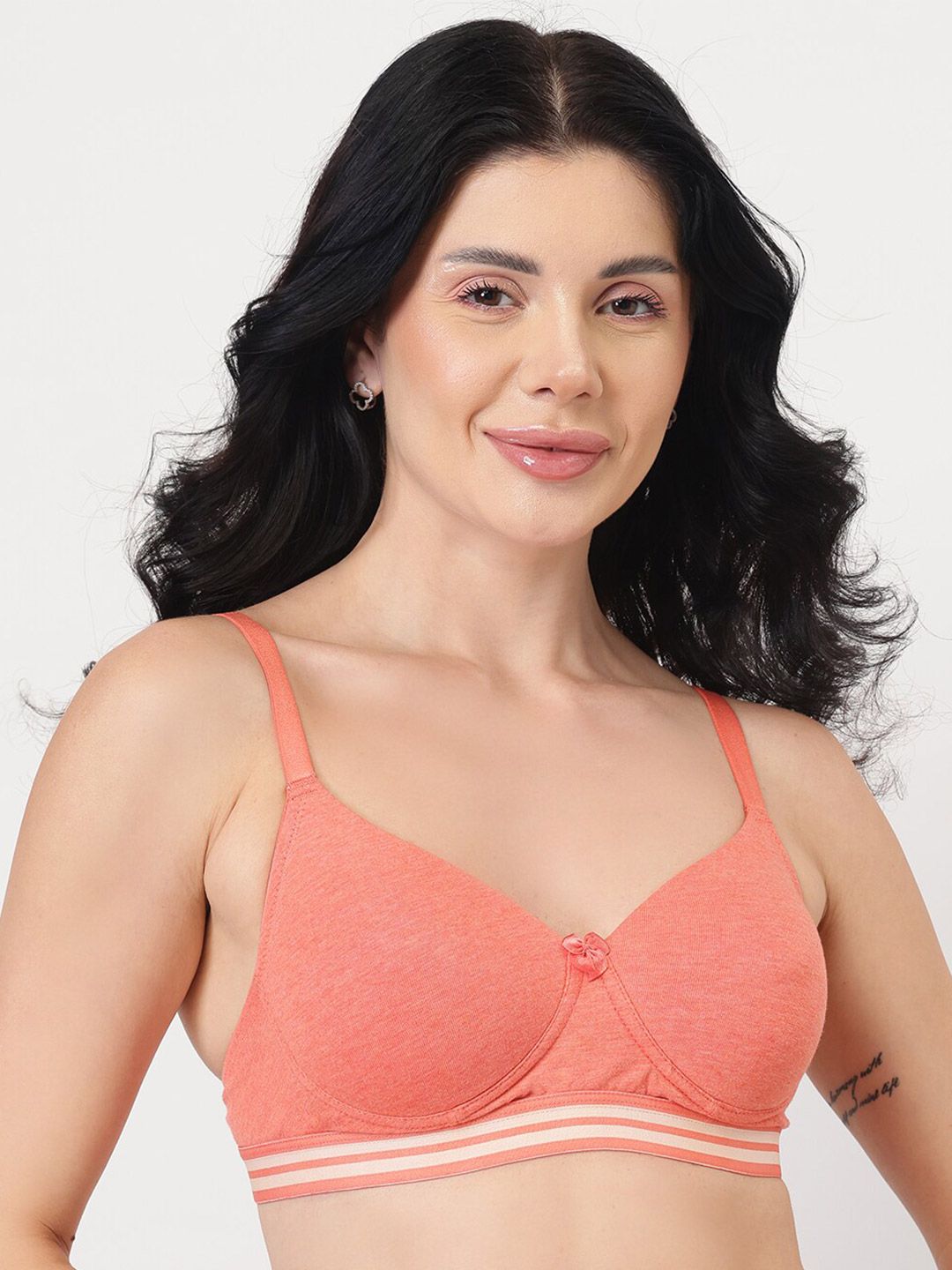 DressBerry Peach Half Coverage Lightly Padded Everyday Bra All Day Comfort