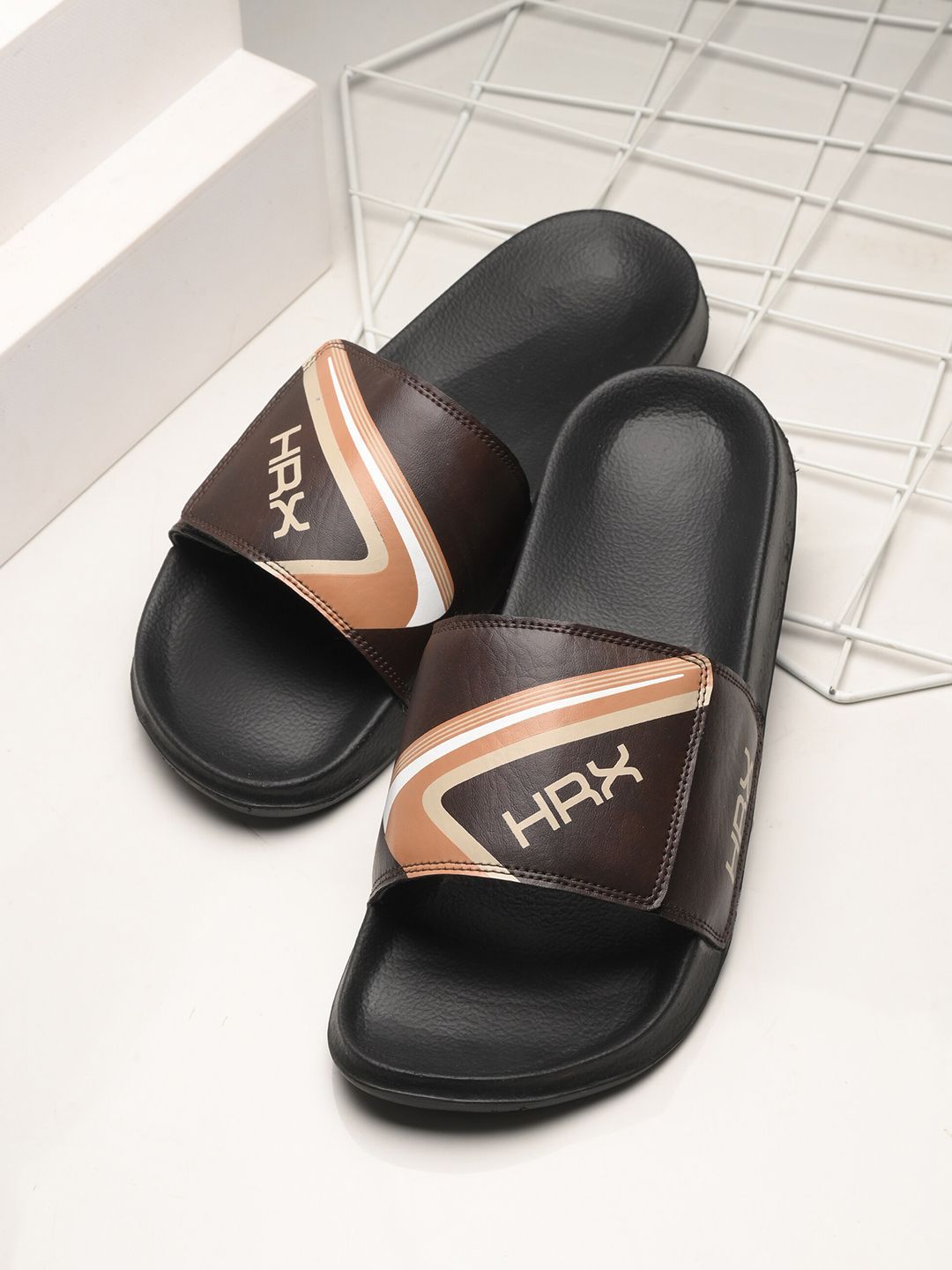 HRX by Hrithik Roshan Men Brown Printed Sliders-picture-28