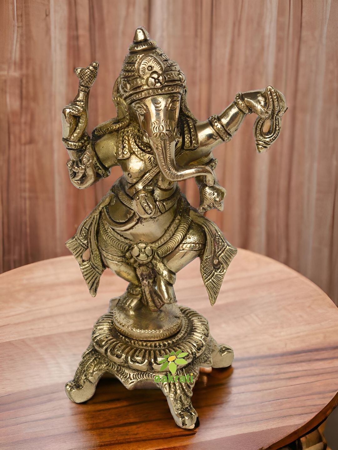 Aakrati Yellow Medium Dancing Ganesh Religious Idol Brass Showpiece-picture-12
