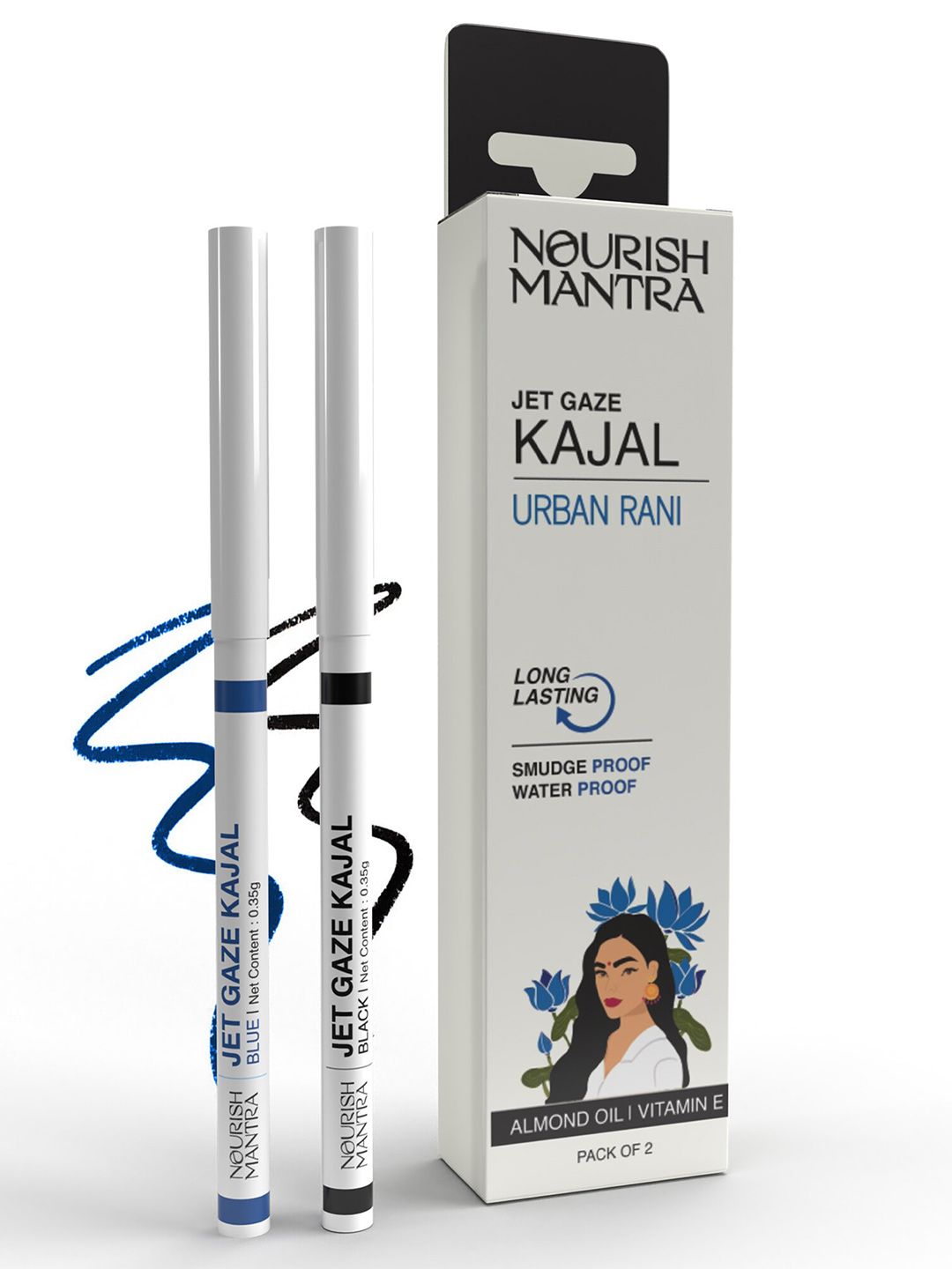 Nourish Mantra Set Of 2 Jet Gaze Urban Rani Kajal 0.35g - Black & Blue-picture-35