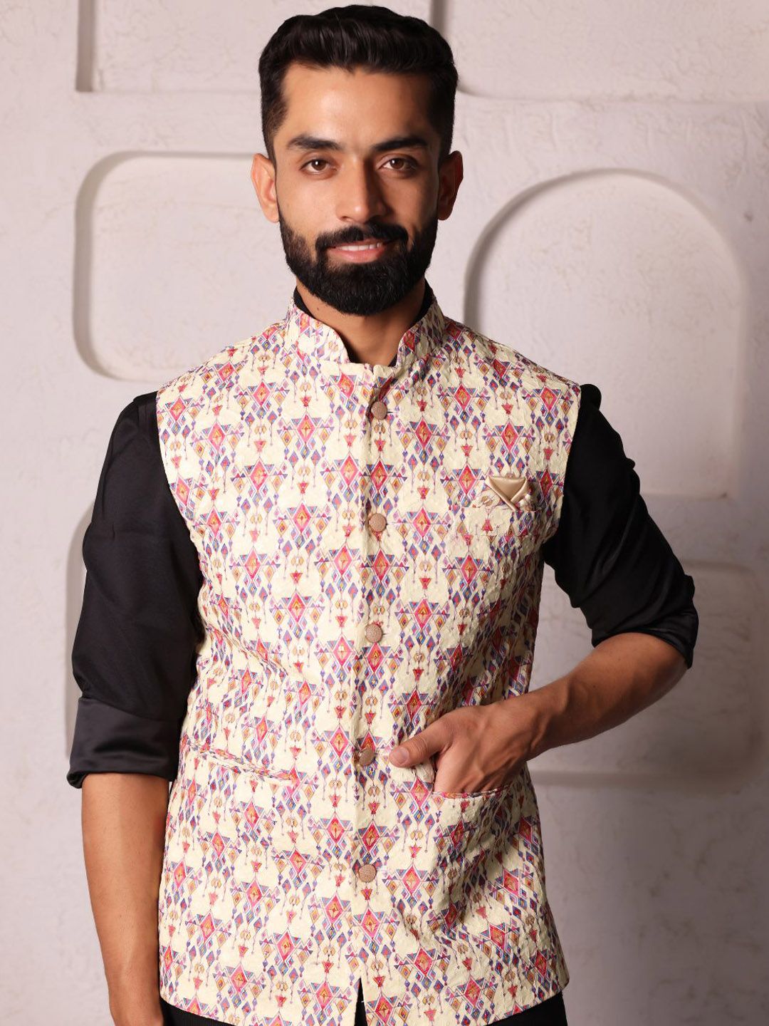Lightpole Pure Cotton Woven Nehru Jacket-picture-35
