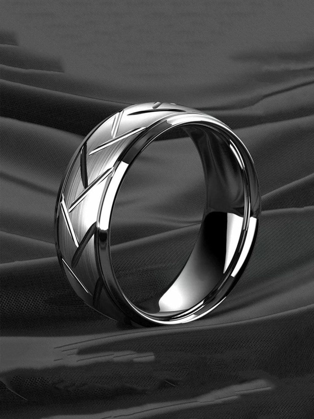 Fashion Frill Men Silver-Plated Stainless Steel Finger Ring-picture-31