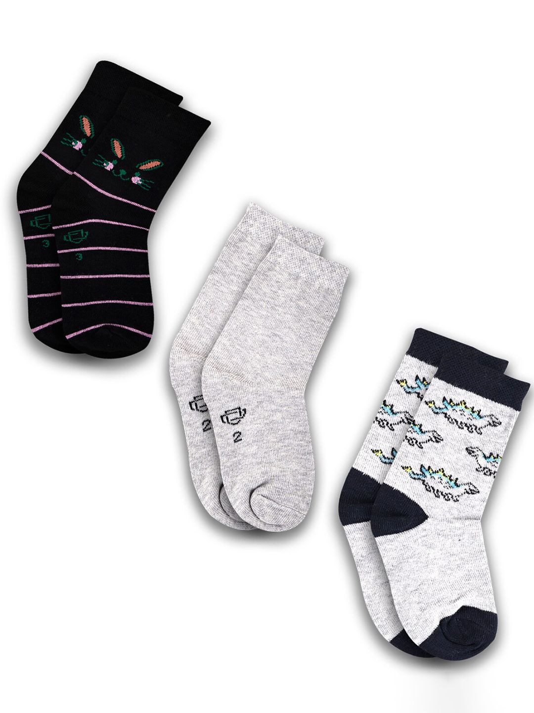 Dollar Socks Kids Pack Of 3 Assorted Patterned Calf-Length Socks-picture-30