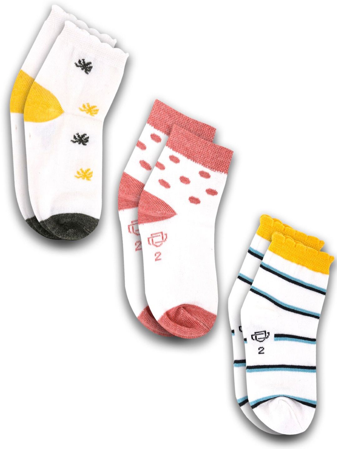Dollar Socks Kids Pack Of 3 Patterned Assorted Cotton Ankle-Length Socks-picture-41